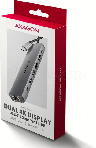 Photo de Station d'accueil portable USB-C 3.0 Axagon HMC-7HX2 (Gris)