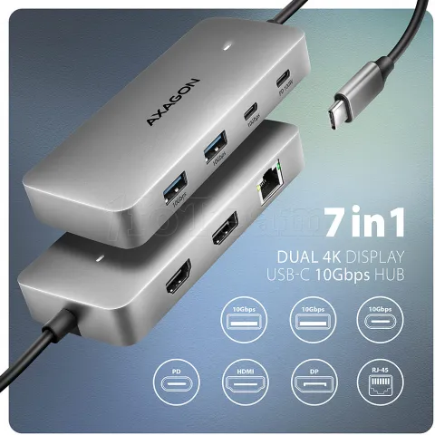 Photo de Station d'accueil portable USB-C 3.0 Axagon HMC-CUB83X2 (Gris)