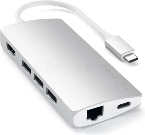 Photo de Station d'accueil portable USB-C 3.0 Satechi Multi-Port Adapter 4K V2 (Argent)