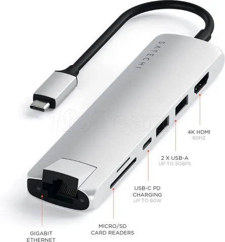 Photo de Station d'accueil portable USB-C 3.0 Satechi Slim Multi-Port (Argent)