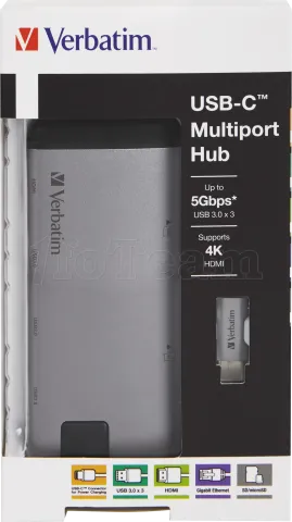 Photo de Station d'accueil portable USB-C 3.0 Verbatim Multi-Port (Argent)