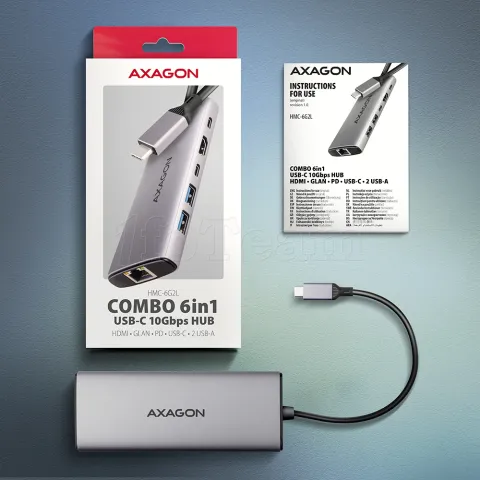Photo de Station d'accueil portable USB-C 3.2 Axagon HMC-6G2L (Gris)