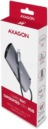 Photo de Station d'accueil portable USB-C 3.2 Axagon HMC-6M2 Combo avec lecteur SSD (Gris)