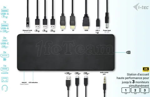Photo de Station d'accueil portable USB-C 3.2 I-Tec Docking Station Gen 2 Pro (Noir)