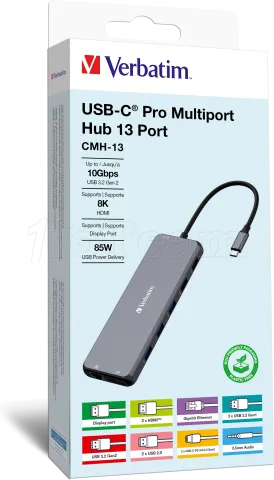 Photo de Station d'accueil portable USB-C 3.2 Verbatim Hub Pro Multiports 13 (Gris)