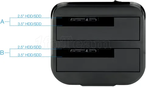 Photo de Station d'accueil USB 3.0 TooQ TQDS-802 pour 2x S-ATA (Noir)