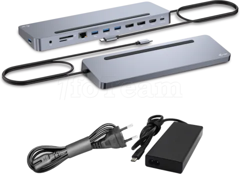 Photo de Station d'accueil USB-C 3.0 I-Tec Metal Ergonomic avec alimentation 100W (Gris)