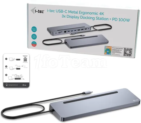 Photo de Station d'accueil USB-C 3.0 I-Tec Metal Ergonomic (Gris)