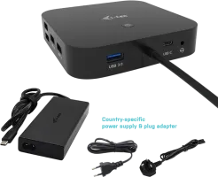 Photo de Station d'accueil USB-C I-Tec DP Docking Station avec alimentation 100W (Noir)