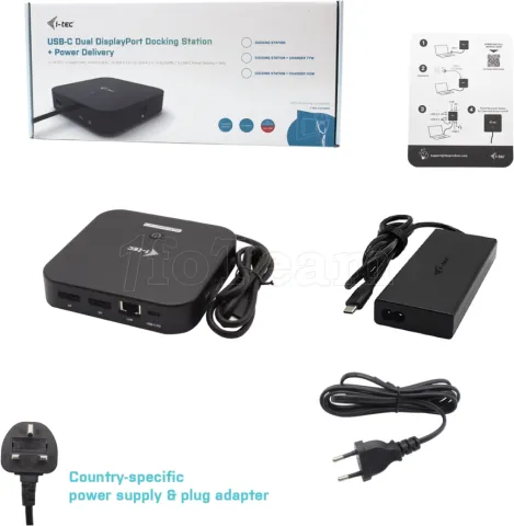 Photo de Station d'accueil USB-C I-Tec DP Docking Station avec alimentation 100W (Noir)