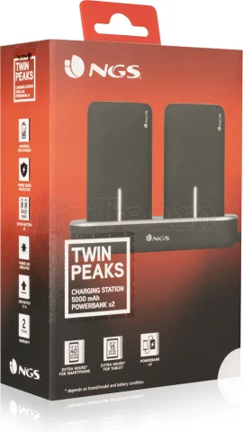 Photo de Station de charge avec 2xBatteries/Powerbanks USB NGS TwinPeaks - 5000mAh (Noir/Gris)