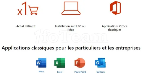 Photo de Suite Bureautique Microsoft Office Famille et Petite Entreprise 2021 - 1 Licence (PKC - Carte d'activation)