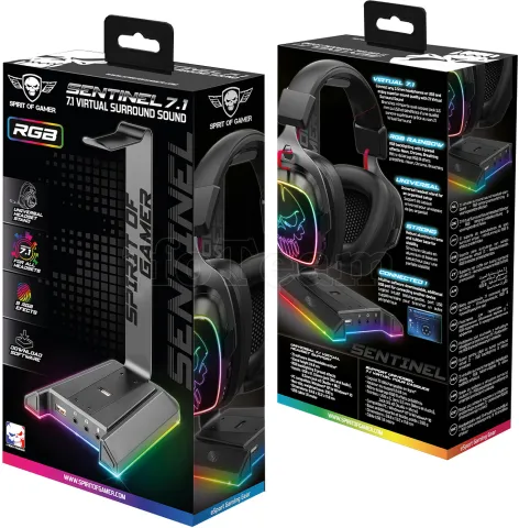 Photo de Support Casque Spirit of Gamer Sentinel 7.1 RGB (Noir)