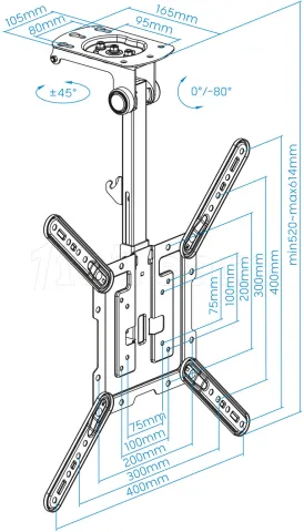 Photo de Support de montage au Plafond Tooq pour écrans 23"-55"