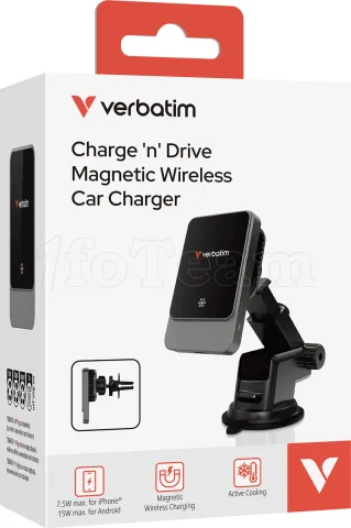 Photo de Support de téléphone à ventouse pour voiture Verbatim Charge 'n' Drive avec chargeur induction
