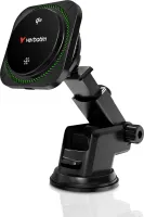 Photo de Support de téléphone à ventouse pour voiture Verbatim Charge 'n' Drive Qi2 RVB avec chargeur induction