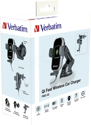 Photo de Support de téléphone à ventouse pour voiture Verbatim FWC-02 avec chargeur induction
