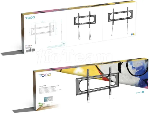 Photo de Support d'écran à fixer TooQ LP1084F-B 37"-80" (80kg max) (Noir)