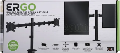 Photo de Support double-écran à fixer T'nB Ergo Fix Dual 17"-32" (9kg max) (Noir)