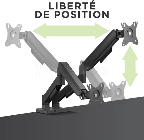 Photo de Support double-écran à fixer T'nB Ergo Meca Dual 17"-32" (9kg max) (Noir)