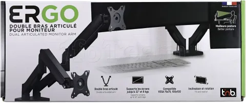 Photo de Support double-écran à fixer T'nB Ergo Meca Dual 17"-32" (9kg max) (Noir)