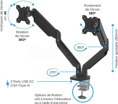 Photo de Support Double Ecran à poser Fellowes Platinum jusqu'à 32" (9 kg max/écran) (Noir)