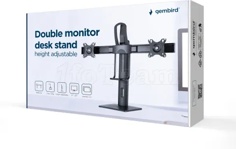 Photo de Support Double écran à poser Gembird 27" (12kg max) (Noir)