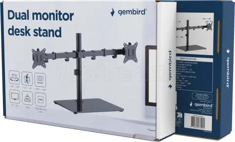 Photo de Support double écran à poser Gembird MS-D2ST-01 17" - 32" (9kg max) (Noir)