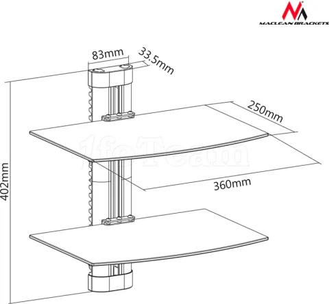 Photo de Support Double pour Platine Maclean 8kg max (Noir)