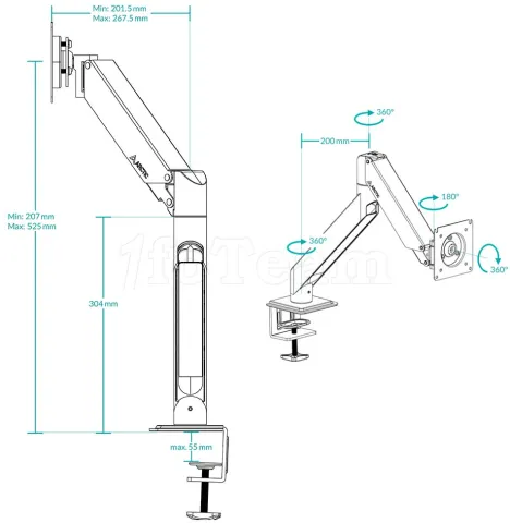 Photo de Support écran à fixer Arctic X1-3D - 43" (10kg max)