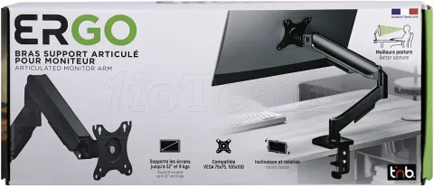 Photo de Support Ecran à fixer T'nB Ergo Meca 17"-32" (9kg max) (Noir)