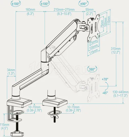 Photo de Support écran à fixer Tooq DB1334TNR 13"-34 (10kg max) (Blanc)