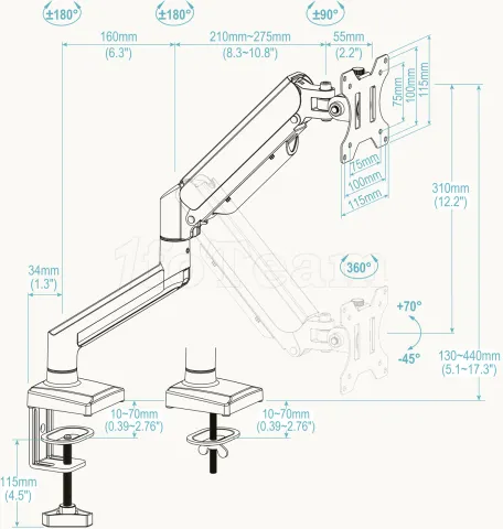Photo de Support écran à fixer Tooq DB1334TNR-B 13"-34 (10kg max) (Noir)