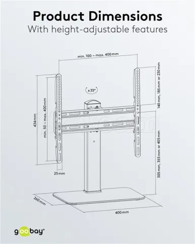 Photo de Support écran à poser Goobay Basic 32"-55" (40kg max) (Noir)