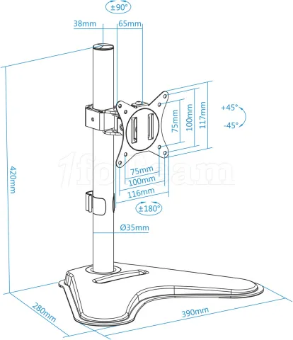 Photo de Support écran à poser Tooq DB1701TN 17"-32" (9kg max) (Noir)