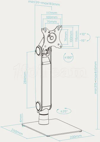 Photo de Support écran à poser TooQ DB1741TN-B 17"-32" (8kg max) (Noir)