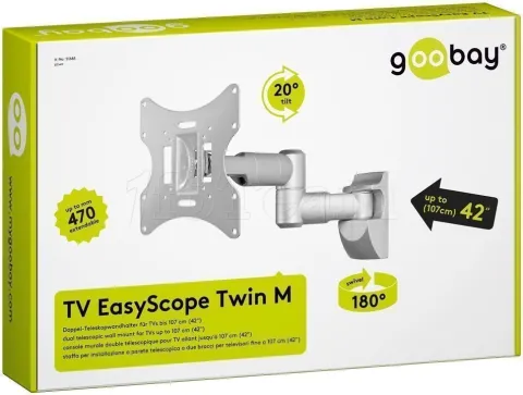 Photo de Support Ecran mural Goobay TV EasyScope Twin M 17 à 42" (30 kg max) (Argent)