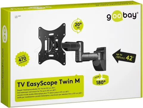 Photo de Support Ecran mural Goobay TV EasyScope Twin M 17 à 42" (30 kg max) (Noir)