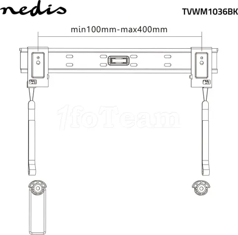 Photo de Support écran  Mural Nedis TVWM1036BK de 32" à 55" (50Kg max)