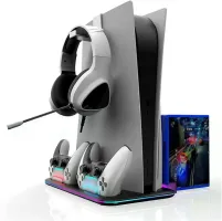 Photo de Support Multifonction ventilé RGB pour PS5 (Blanc)