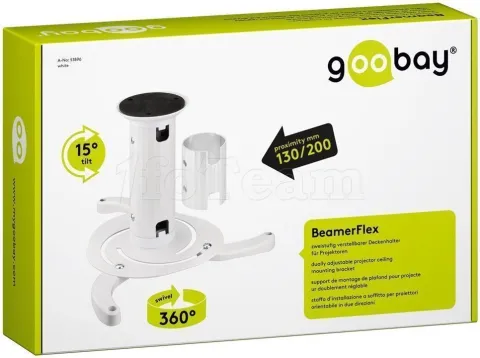 Photo de Support plafond Videoprojecteur Goobay BeamerFlex hauteur de 20cm réglable 10Kg max (Blanc)