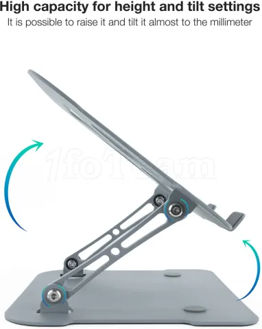 Photo de Support / réhausseur Tooq TQLRS0012-AL-G  en Aluminium pour ordinateur portable