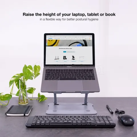 Photo de Support / réhausseur Tooq TQLRS0012-AL-G  en Aluminium pour ordinateur portable