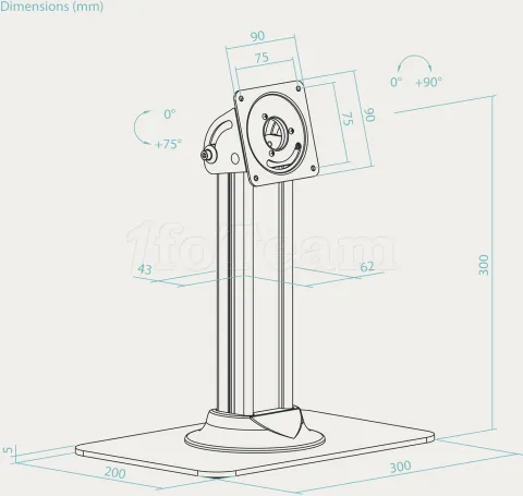 Photo de Support tablette universel sur pied Tooq TQATC2601-B (Noir)