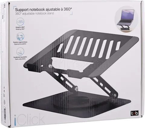 Photo de Support/Réhausseur T'nB iClick 360° pour ordinateur portable (Noir)