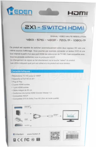Photo de Switch HDMI Heden 2 ports (2 entrées / 1 sortie)