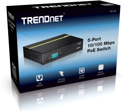 Photo de Switch réseau ethernet Fast Trendnet TPE-S50 (PoE) - 5 ports
