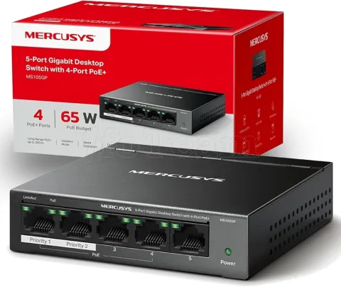 Photo de Switch réseau Ethernet Gigabit Mercusys MS105GP - 5 ports dont 4 PoE+