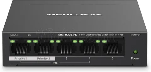 Photo de Switch réseau Ethernet Gigabit Mercusys MS105GP - 5 ports dont 4 PoE+