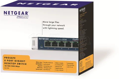 Photo de Switch réseau ethernet Gigabit Netgear GS108 - 8 ports (Métal)